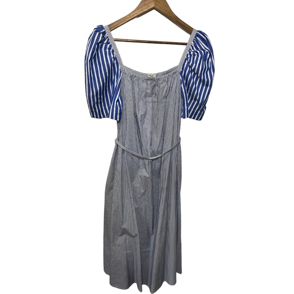 PFERGARTEN BLUE WHITE FOLK STRIPE PEASANT STYLE DRESS - Picture 9 of 13